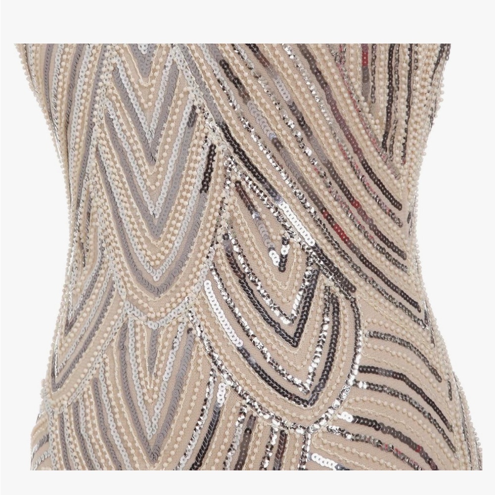 Gold flapper 40s vintage dress. - Picture 4 of 5